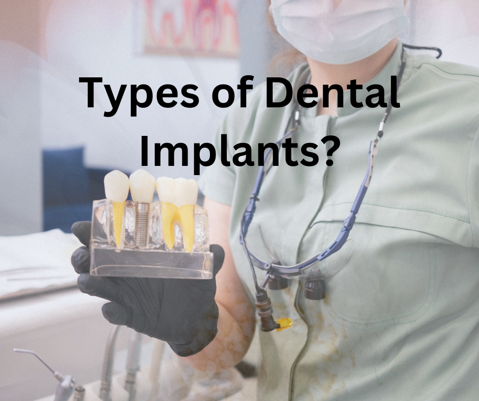 A graphic illustrating the three types of dental implants: endosteal, subperiosteal, and zygomatic.