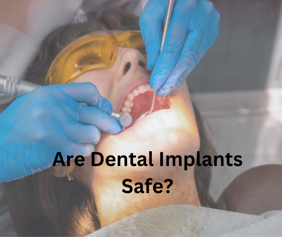 A dental professional reviews a dental implant, emphasizing its safety and effectiveness.