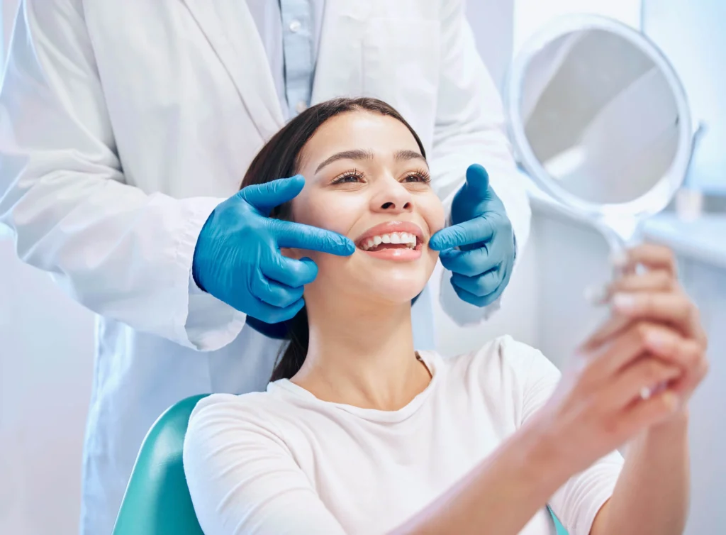 Girl smiling after cosmetic dentistry rockville md